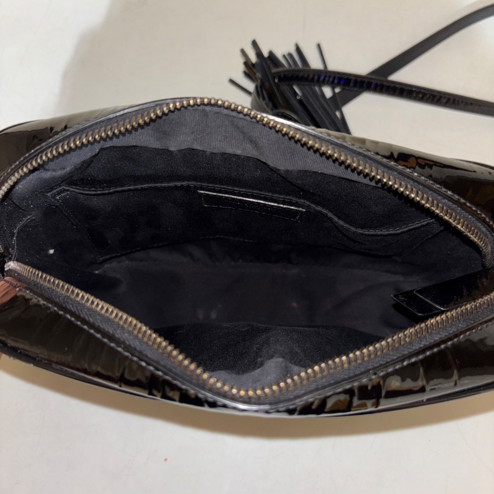 Saint Laurent Lou Medium YSL Monogram Patent Camera Bag- black patent - Picture 9 of 10